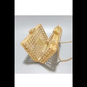 Women Acrylic Square Box Crossbody Shoulder Bag Clutch Purse